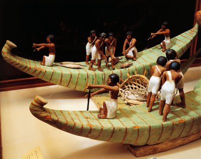 Modelo de madera de barcos de pesca y red (detalle) de Unbekannt Unbekannt