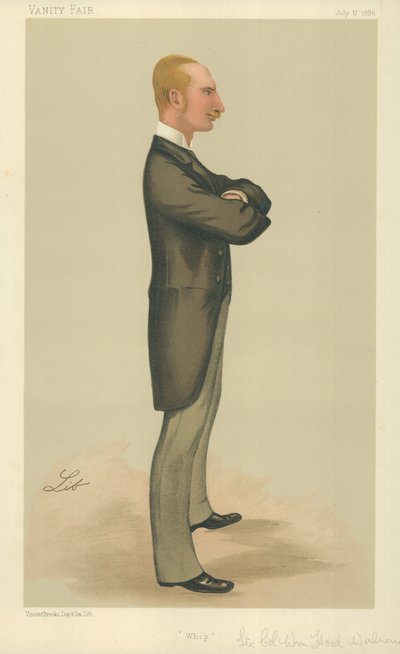 Teniente Coronel William Hood Walrond, látigo, 17 de julio de 1886, caricatura de Vanity Fair de Liborio Prosperi