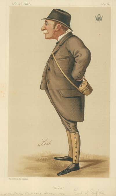 El Conde de Suffolk y Berkshire, Dover, 31 de diciembre de 1887, caricatura de Vanity Fair de Liborio Prosperi