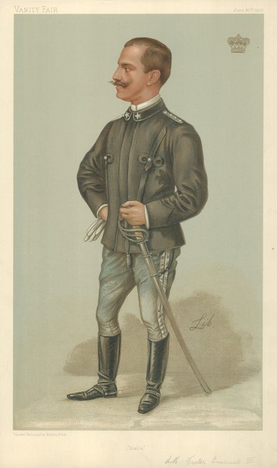 Víctor Manuel III, Italia, 26 de junio de 1902, caricatura de Vanity Fair de Liborio Prosperi