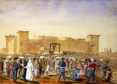 El partido de ahorcamiento en la prisión de Corradino, Malta de Lieutenant Dudley Maryon Wilson