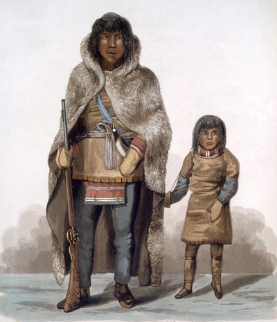 Retrato de Akaitcho y su Hijo, 1824 de Lieutenant Hood