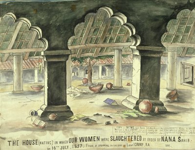 Casa en la que las mujeres fueron sacrificadas por orden de Nana Sahib de Lieutentant Charles Wade Crump