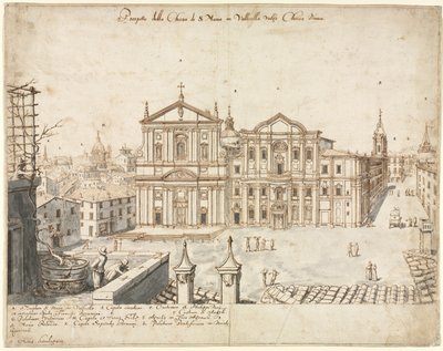 Dieciocho Vistas de Roma: La Iglesia de Santa María en Vallicella, 1665 de Lievin Cruyl