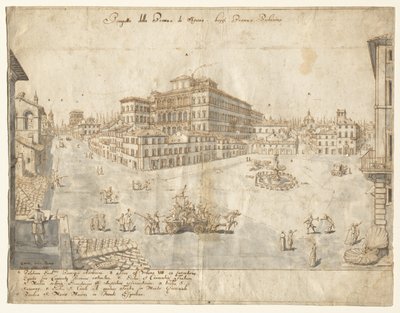 Dieciocho vistas de Roma: La Piazza Barberini (recto) de Lievin Cruyl