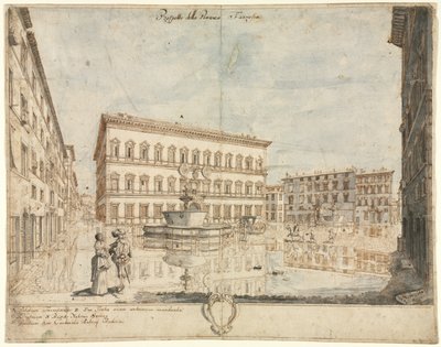 Dieciocho vistas de Roma: La Piazza Farnese, 1664 de Lievin Cruyl