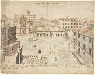 Dieciocho vistas de Roma: La Fuente de Trevi, 1665 de Lievin Cruyl