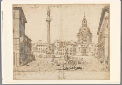 Vista de Roma con la Columna de Trajano y S. Maria di Loreto
Prospetto della Colonna Traiana (título en el objeto) de Lievin Cruyl