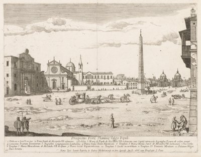 Piazza del Popolo from "Prospectus Locurum Urbis Romae Insign[ium]" de Lievin Cruyl