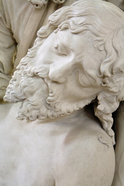 El entierro y el desmayo de la Virgen, detalle: cabeza de Jesús de Ligier Richier
