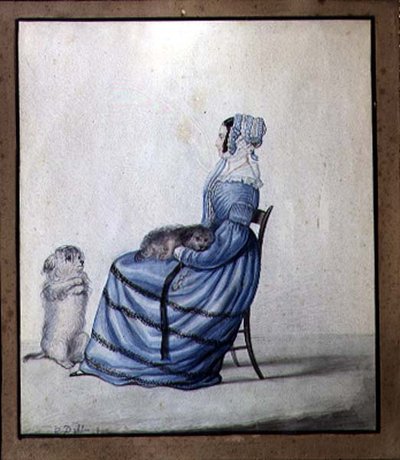 Retrato de Marianne Cartwright con sus perros de Lili Cartwright