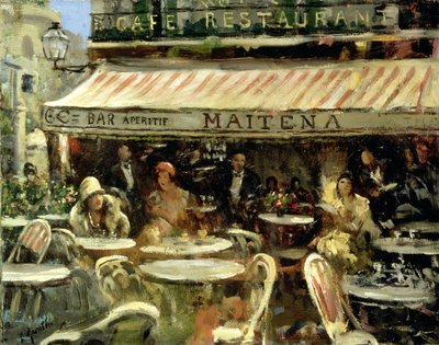 Corner Cafe (óleo sobre lienzo) de Lillian Matilda Genth