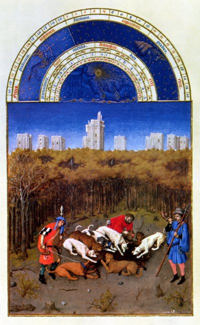 Facsímil de Diciembre: caza de jabalíes, copiado de 