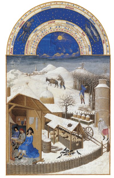 Febrero Les Très Riches Heures du duc de Berry, 1412-1416 de Limbourg Brothers