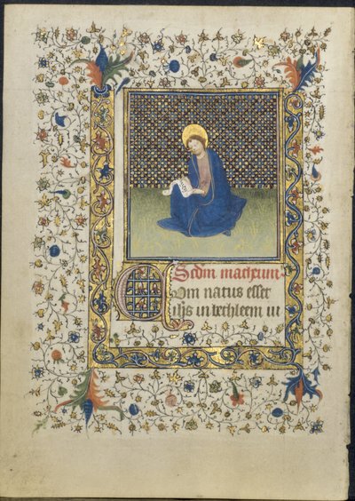 Hoja de un Libro de Horas: San Mateo, c. 1415-20 de Limbourg Brothers
