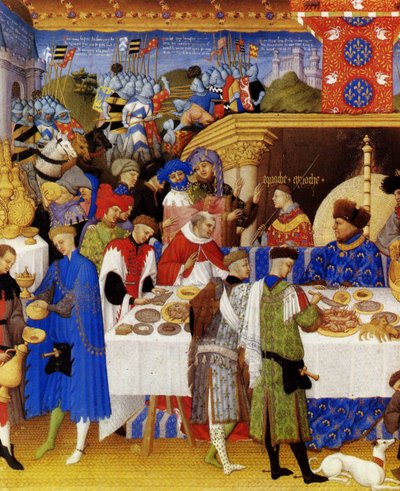 Très Riches Heures du Duc de Berry Folio 1, verso: Enero de Limbourg Brothers