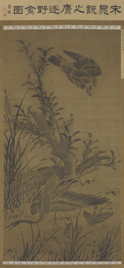 Halcón persiguiendo aves acuáticas, dinastía Ming, finales del siglo XV-principios del siglo XVI de Lin Liang