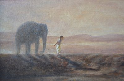 Niño y elefante de Lincoln Seligman