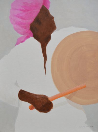 Tamborilero, turbante rosa de Lincoln Seligman