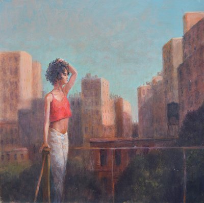 Chica en la azotea, Nueva York de Lincoln Seligman