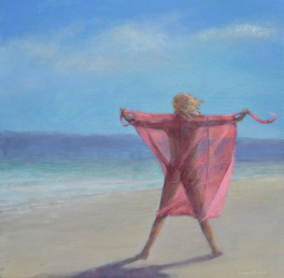 Sari rosa en la playa de Lincoln Seligman