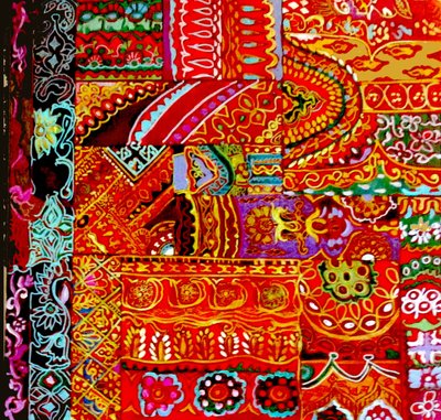 Indian Embroidey, 2017 (lienzo de colorido,detallado,étnico,sree,floral, India) de linda arthurs