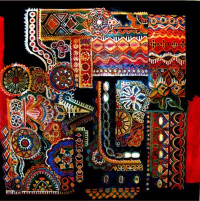 Diseños tribales, 2014 (técnica mixta) de linda arthurs