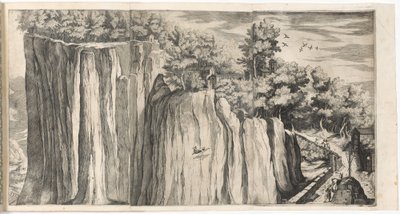 Vista de la montaña de La Verna desde el camino de Casentino (placa A) de Lino Moroni