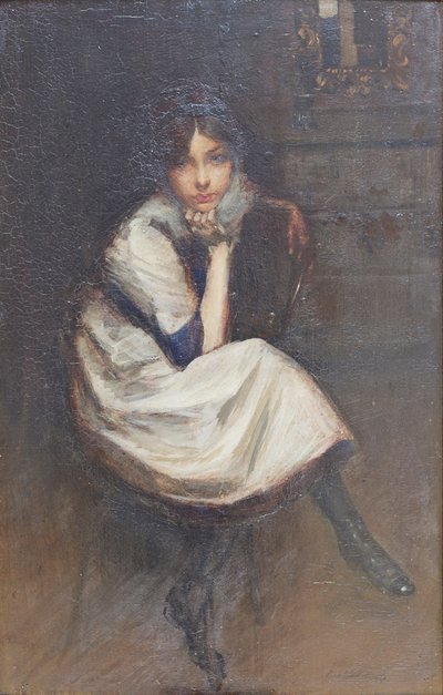 Retrato de una joven sentada de Lino Selvatico