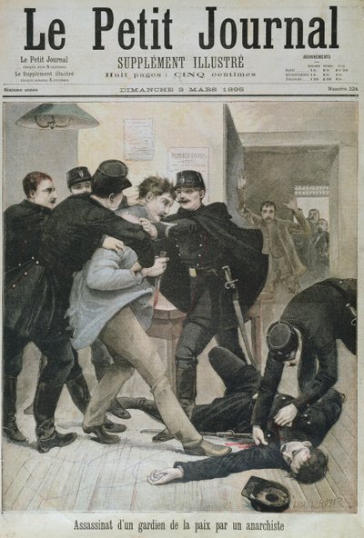 Asesinato de un Policía por un Anarquista, ilustración de portada de 