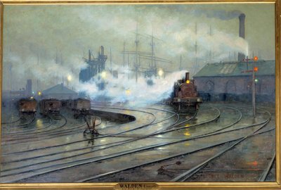 Vista de los muelles de Cardiff. Pintura de Lionel Walden (1861-1933) 1894 de Lionel Walden