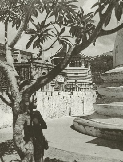 Niño en el Maligawa (foto en blanco y negro) de Lionel Wendt