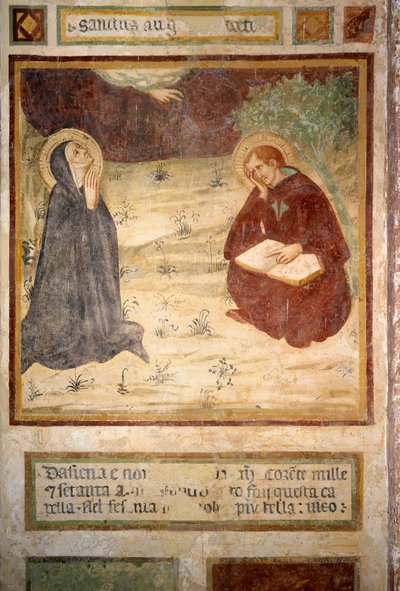 San Agustín de Hipona (354-430) y Santa Mónica, Ermita de San Leonardo al Lago, Monteriggioni de Lippo Vanni