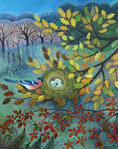 Camachuelo, 2022 (acrílicos sobre lino) de Lisa Graa Jensen