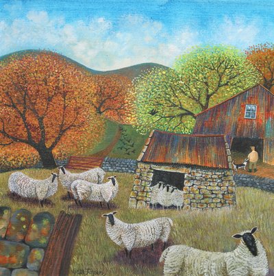 Sheep Hut, 2022 (acrílicos sobre lino) de Lisa Graa Jensen