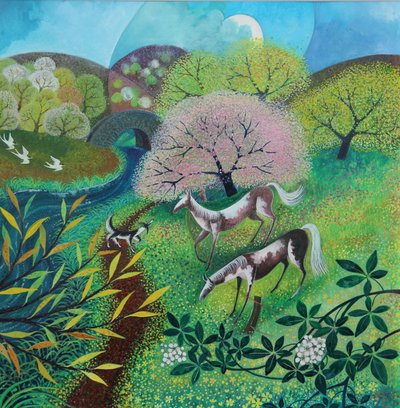 Paseo dominical, 2024 (acrílicos sobre papel) de Lisa Graa Jensen