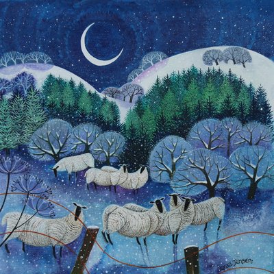 Winter Downland Sheep, 2024 (acrílicos sobre lienzo) de Lisa Graa Jensen