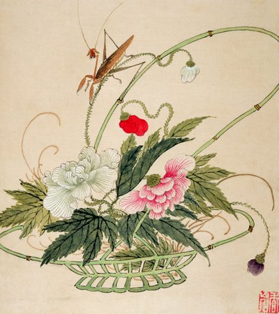 Una de una serie de pinturas de flores e insectos de Liu Hua