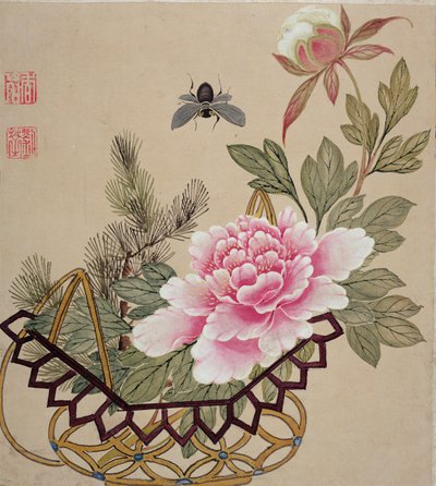 Una de una serie de pinturas de flores e insectos de Liu Hua