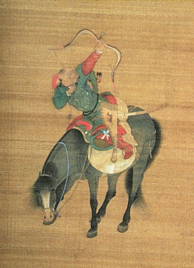 Kublai Khan (1214-94) cazando (detalle) de Liu Kuan tao