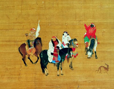 Kublai Khan (1214-94) cazando, dinastía Yuan (detalle) de Liu Kuan tao