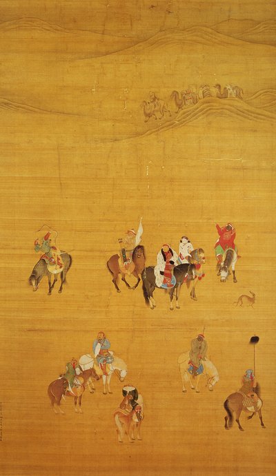 Kublai Khan (1214-94) cazando, dinastía Yuan de Liu Kuan tao