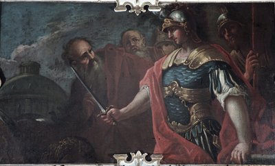 Alejandro Magno Cortando el Nudo Gordiano de Livio Retti