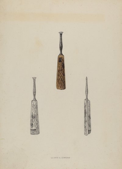 Marcador de guía de cuero, c. 1937 de Lloyd Charles Lemcke