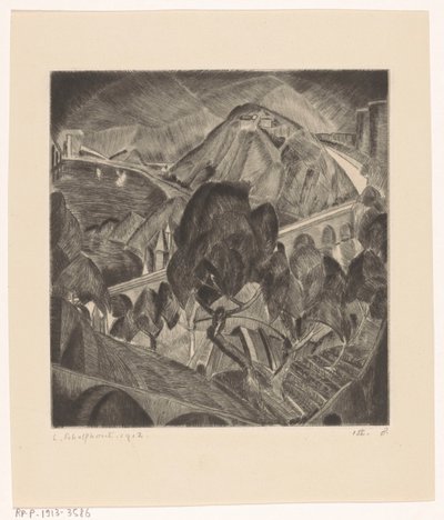 Paisaje de montaña con acueducto L