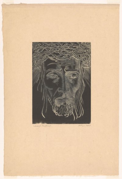 Cristo con corona de espinas de Lodewijk Schelfhout (signed by artist)