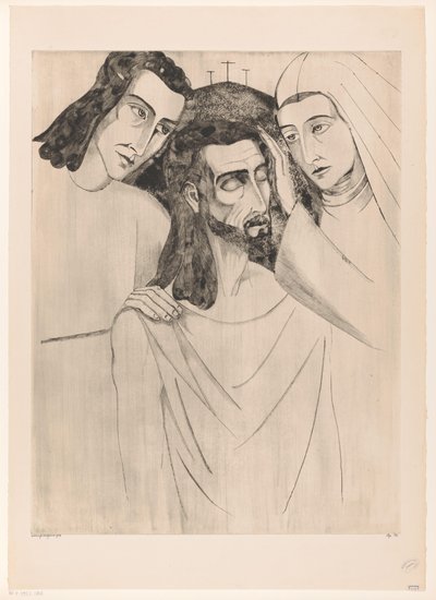 Christus tussen Johannes de Doper en Maria
Cristo, su madre y San Juan (título original) de Lodewijk Schelfhout (signed by artist)
