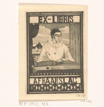 Ex libris de A.F. Baarslag de Lodewijk Schelfhout (signed by artist)