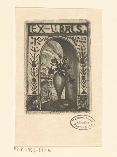 Ex libris de C. van der Meulen de Lodewijk Schelfhout (signed by artist)