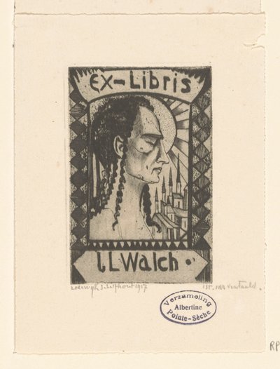 Ex-libris de Jan Walch de Lodewijk Schelfhout (signed by artist)